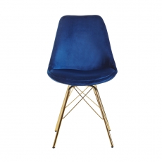 Jedálenská stolička Ruby (SET 2 ks), zamat, modrá - 5
