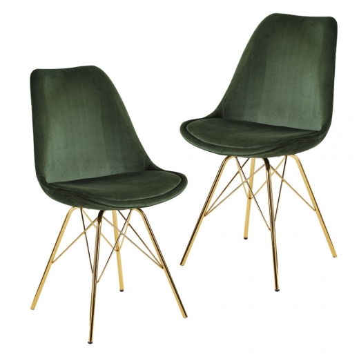 Jedálenská stolička Ruby (SET 2 ks), zamat, zelená - 1