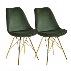 Jedálenská stolička Ruby (SET 2 ks), zamat, zelená - 2