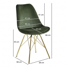 Jedálenská stolička Ruby (SET 2 ks), zamat, zelená - 4