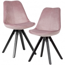 Jedálenská stolička Ruby (súprava 2 ks), zamat, ružová/čierna - 1