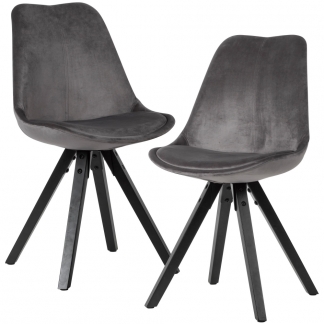 Jedálenská stolička Ruby (súprava 2 ks), zamat, sivá/čierna