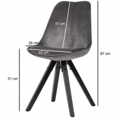 Jedálenská stolička Ruby (súprava 2 ks), zamat, sivá/čierna - 3