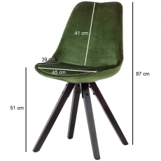 Jedálenská stolička Ruby (súprava 2 ks), zamat, zelená/čierna - 3
