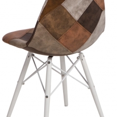 Jedálenská stolička s bielou podnožou Desire patchwork, béžová - 2