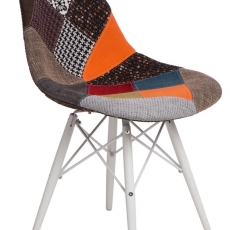 Jedálenská stolička s bielou podnožou Desire patchwork, farebná - 1
