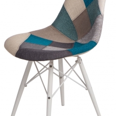 Jedálenská stolička s bielou podnožou Desire patchwork, modrá - 1