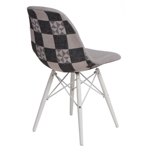 Jedálenská stolička s bielou podnožou Desire patchwork - 1