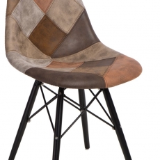 Jedálenská stolička s čiernou podnožou Desire patchwork, béžová - 1