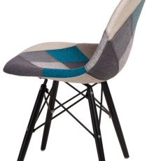 Jedálenská stolička s čiernou podnožou Desire patchwork, modrá - 2