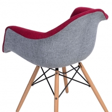 Jedálenská stolička s drevenou podnožou Blom čalúnená, sivá/červená - 2