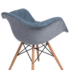Jedálenská stolička s drevenou podnožou Blom čalúnená, sivá/modrá - 2