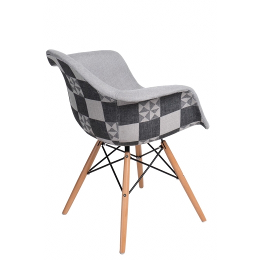 Jedálenská stolička s drevenou podnožou Blom patchwork - 1