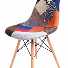 Jedálenská stolička s drevenou podnožou Desire patchwork, farebná - 2