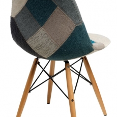 Jedálenská stolička s drevenou podnožou Desire patchwork, modrá - 2