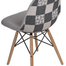 Jedálenská stolička s drevenou podnožou Desire patchwork - 1