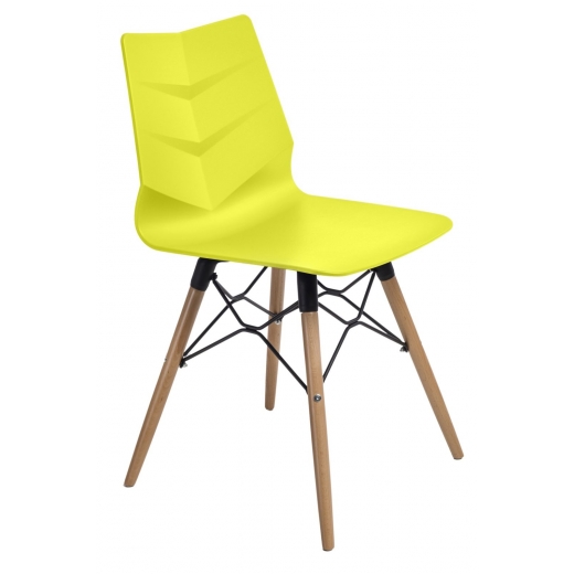 Jedálenská stolička s drevenou podnožou Limone, limetková - 1