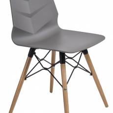 Jedálenská stolička s drevenou podnožou Limone, sivá - 1