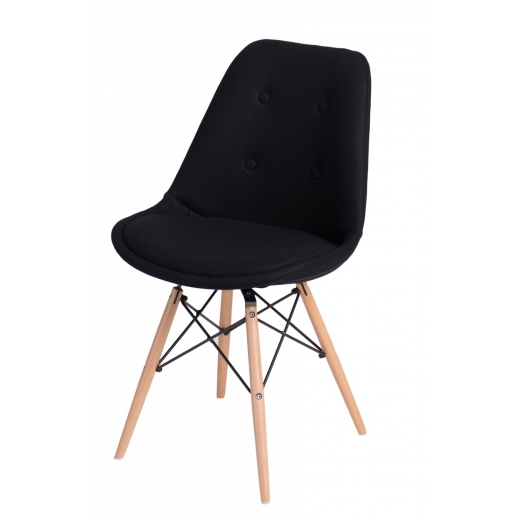 Jedálenská stolička s drevenou podnožou Norby čalúnená, čierna - 1