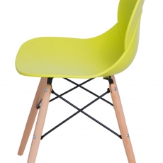Jedálenská stolička s drevenou podnožou Skikt, limetková - 2