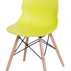 Jedálenská stolička s drevenou podnožou Skikt, limetková - 1