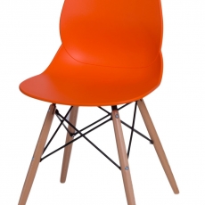 Jedálenská stolička s drevenou podnožou Skikt, oranžová - 1