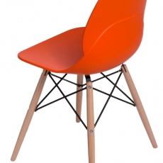 Jedálenská stolička s drevenou podnožou Skikt, oranžová - 2