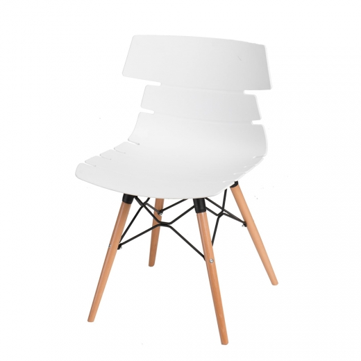 Jedálenská stolička s drevenou podnožou Stolen, biela - 1