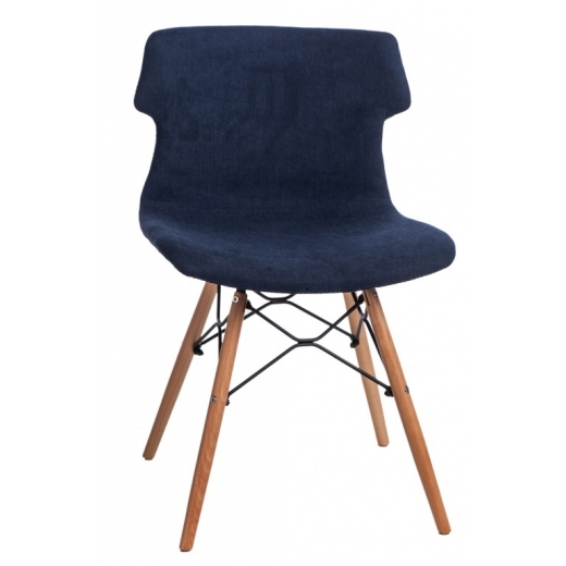 Jedálenská stolička s drevenou podnožou Stolen čalúnená, modrá - 1