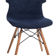 Jedálenská stolička s drevenou podnožou Stolen čalúnená, modrá - 1