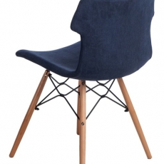 Jedálenská stolička s drevenou podnožou Stolen čalúnená, modrá - 2
