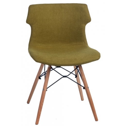 Jedálenská stolička s drevenou podnožou Stolen čalúnená, zelená - 1