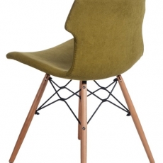 Jedálenská stolička s drevenou podnožou Stolen čalúnená, zelená - 2