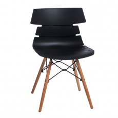 Jedálenská stolička s drevenou podnožou Stolen, čierna - 1