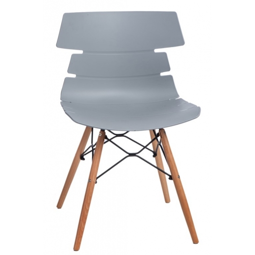 Jedálenská stolička s drevenou podnožou Stolen, sivá - 1