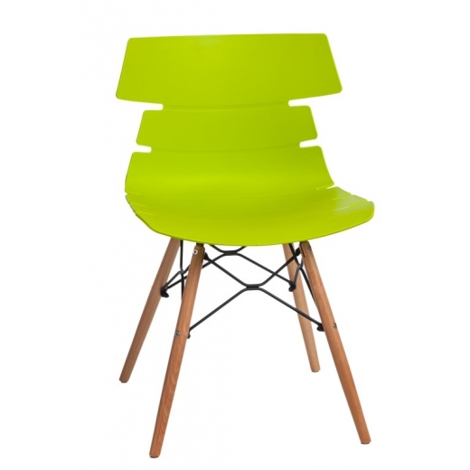Jedálenská stolička s drevenou podnožou Stolen, zelená - 1