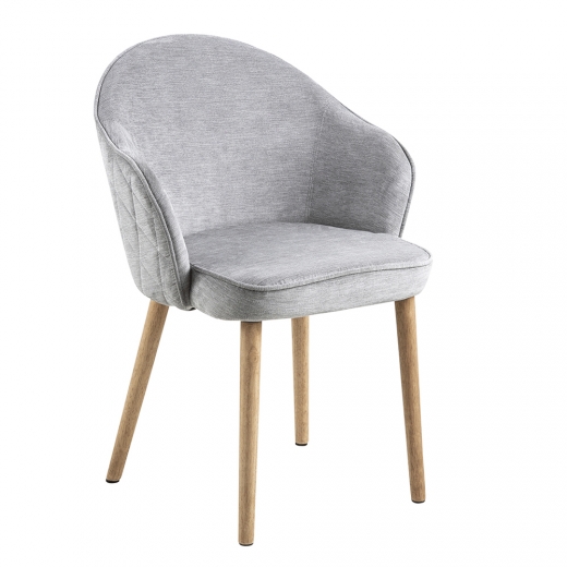 Jedálenská stolička s drevenými nohami Milena, prešívaná, sivá - 1