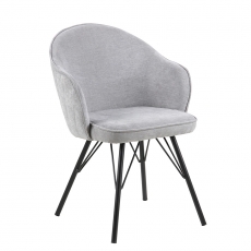 Jedálenská stolička s kovovou podnožou Milena, prešívaná, sivá - 2