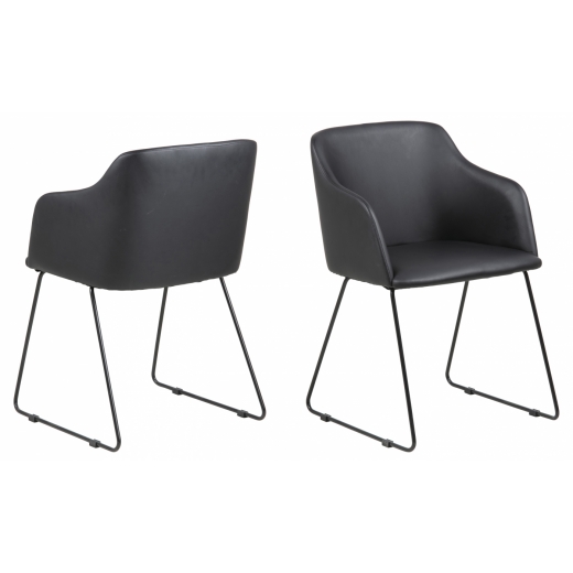 Jedálenská stolička s opierkami Casablanca (SET 2 ks), syntetická koža, čierna - 1