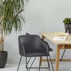 Jedálenská stolička s opierkami Casablanca (SET 2 ks), syntetická koža, čierna - 5