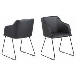 Jedálenská stolička s opierkami Casablanca (SET 2 ks), syntetická koža, čierna
