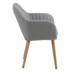 Jedálenská stolička s opierkami Ema, textil, svetlo šedá - 3