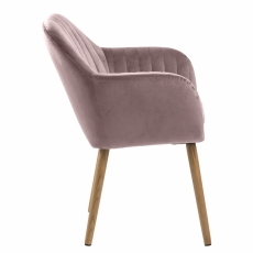 Jedálenská stolička s opierkami Ema, zamat, ružová - 5