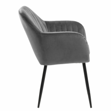 Jedálenská stolička s opierkami Ema, zamat, tmavo šedá / čierna - 6