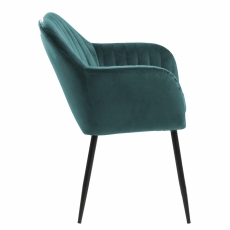 Jedálenská stolička s opierkami Ema, zamat, tmavo zelená / čierna - 6