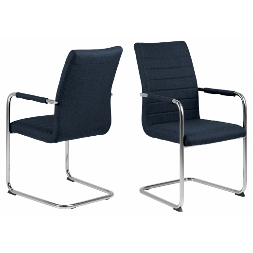 Jedálenská stolička s opierkami Gudrun (SET 2 ks), textil, tmavo modrá - 1