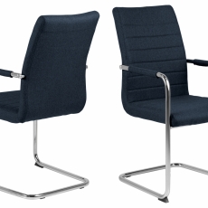Jedálenská stolička s opierkami Gudrun (SET 2 ks), textil, tmavo modrá - 1