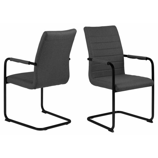 Jedálenská stolička s opierkami Gudrun (SET 2 ks), textil, tmavo šedá / čierna - 1