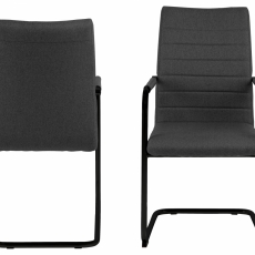 Jedálenská stolička s opierkami Gudrun (SET 2 ks), textil, tmavo šedá / čierna - 2