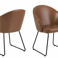 Jedálenská stolička s opierkami Mitez, syntetická koža, hnedá - 1